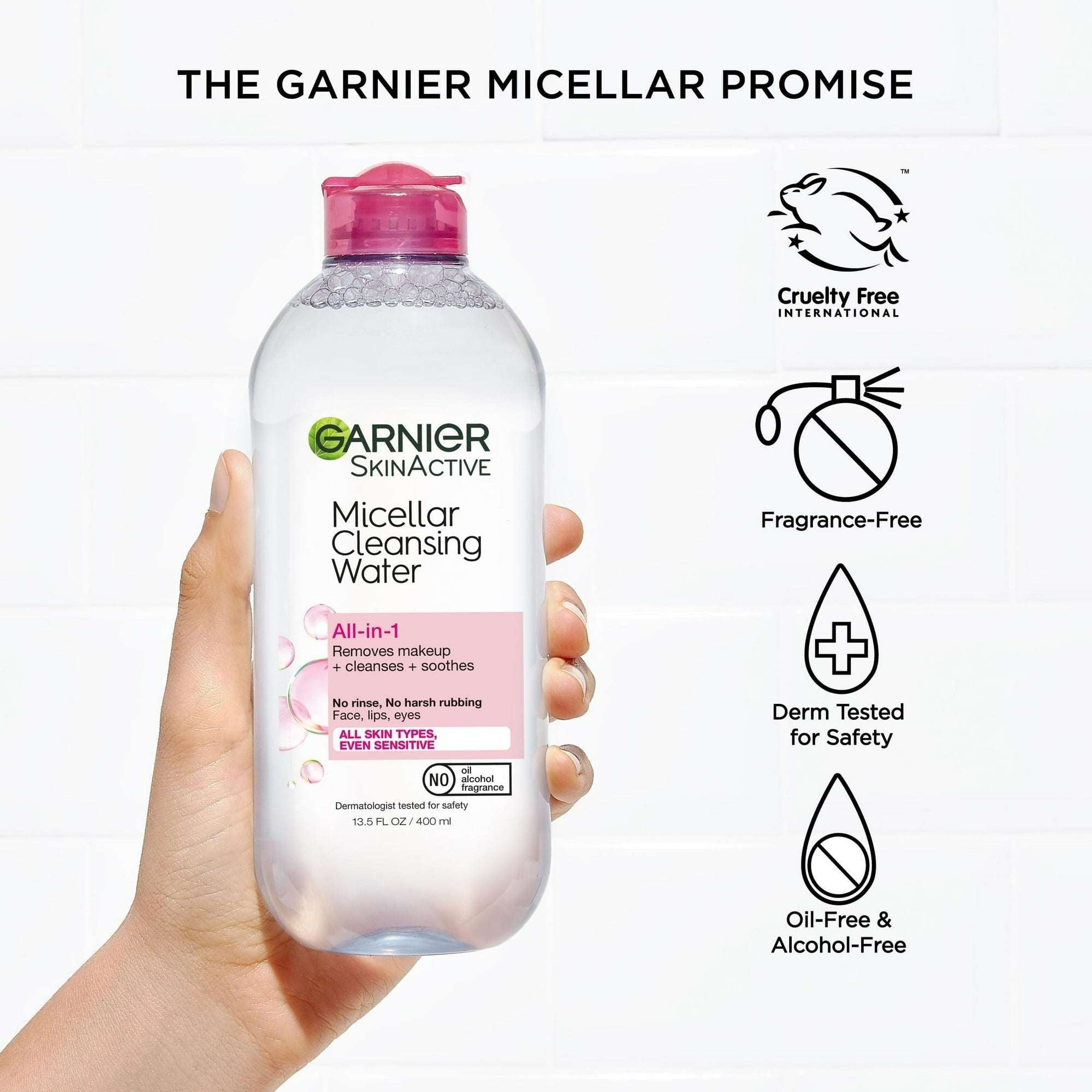 Garnier SkinActive Micellar Cleansing Water All in 1 Makeup Remover, Face Cleanser
