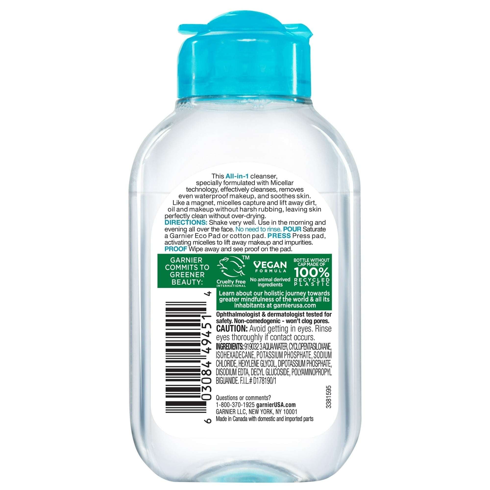 Garnier SkinActive Micellar Cleansing Water All in 1 Waterproof Makeup Remover, Face Cleanser