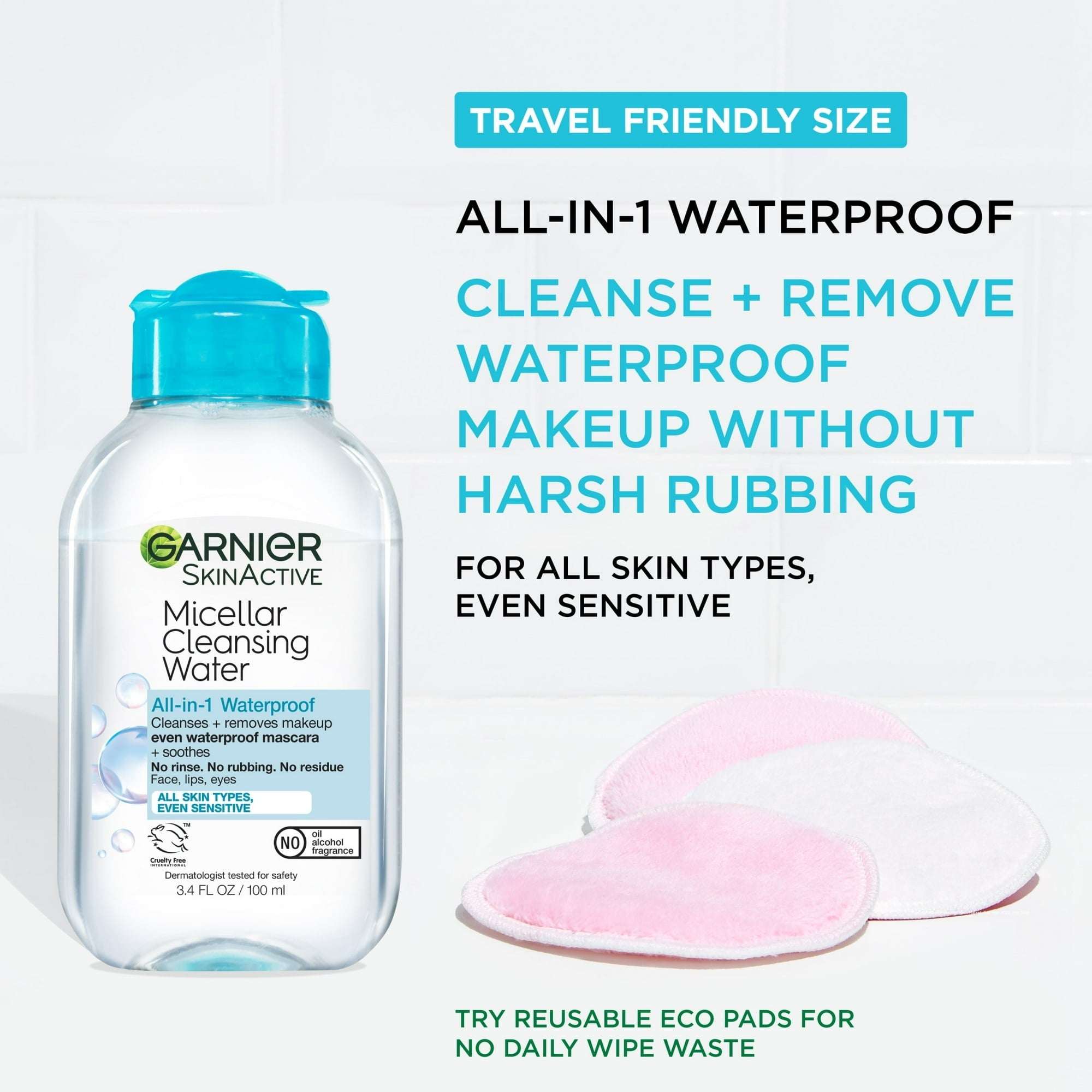 Garnier SkinActive Micellar Cleansing Water All in 1 Waterproof Makeup Remover, Face Cleanser