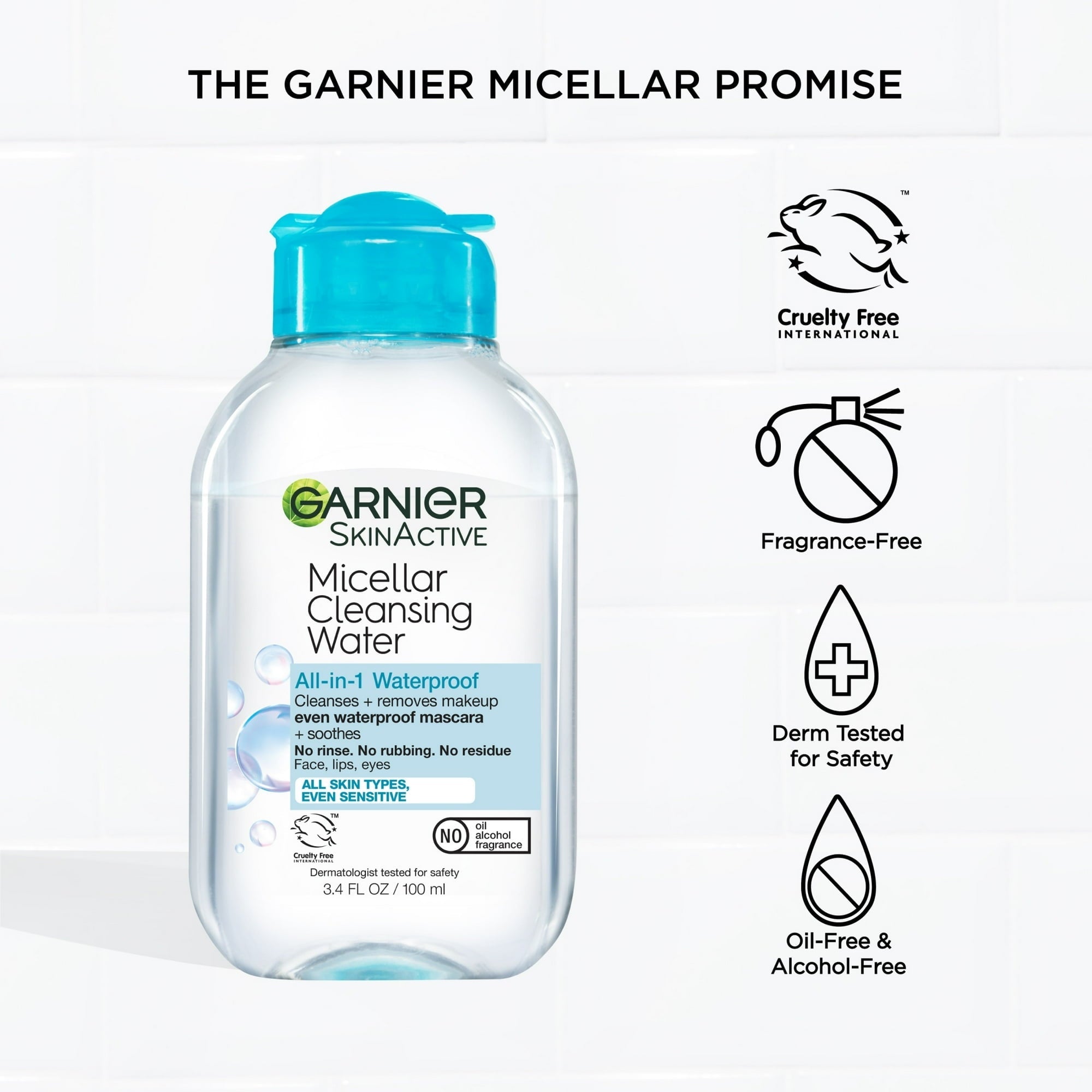 Garnier SkinActive Micellar Cleansing Water All in 1 Waterproof Makeup Remover, Face Cleanser