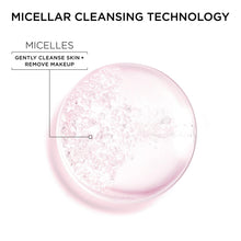 Micelles in micellar cleansing water shown as a pink bubble-filled circle