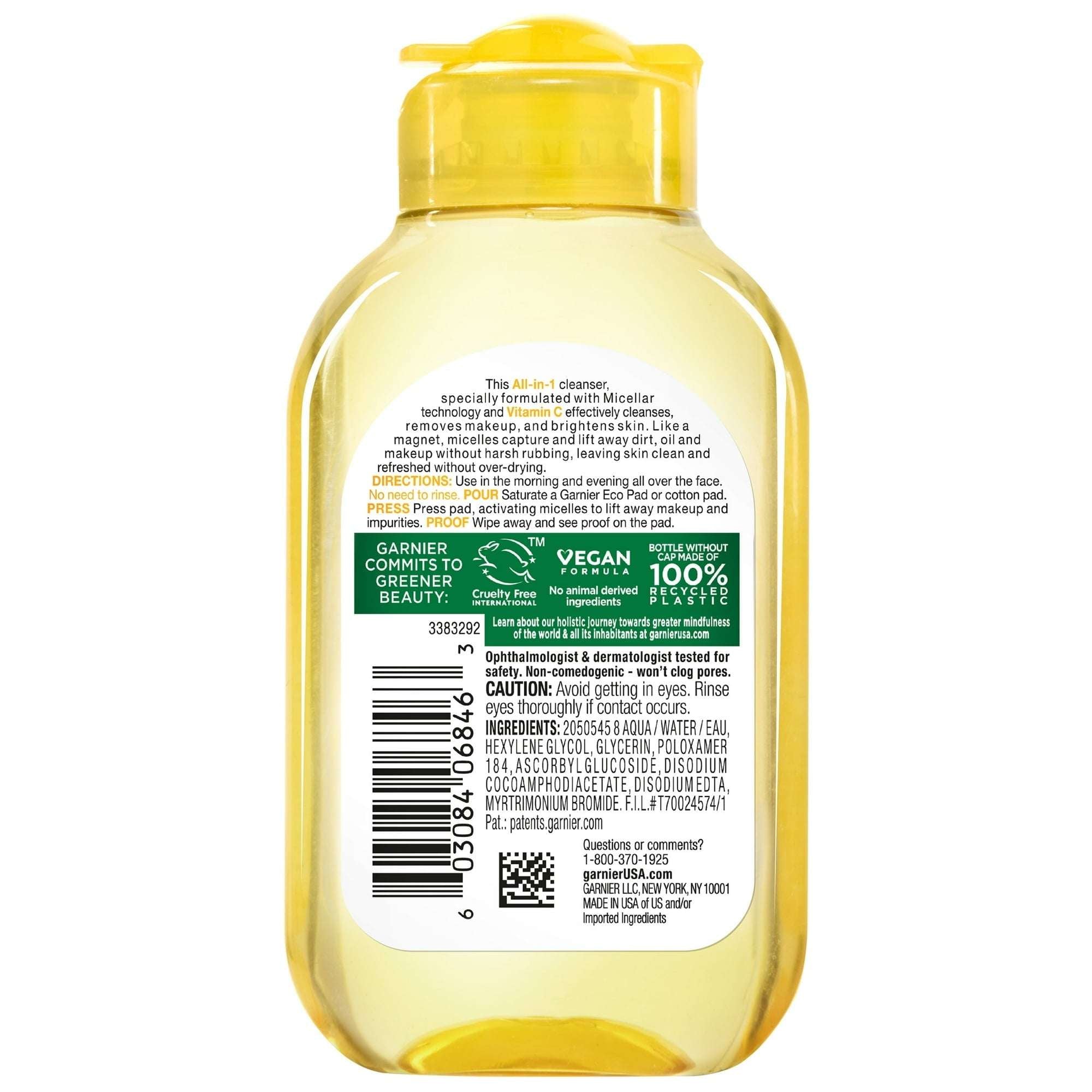 Garnier SkinActive Micellar Cleansing Water All in 1 Vitamin C Makeup Remover, Face Cleanser