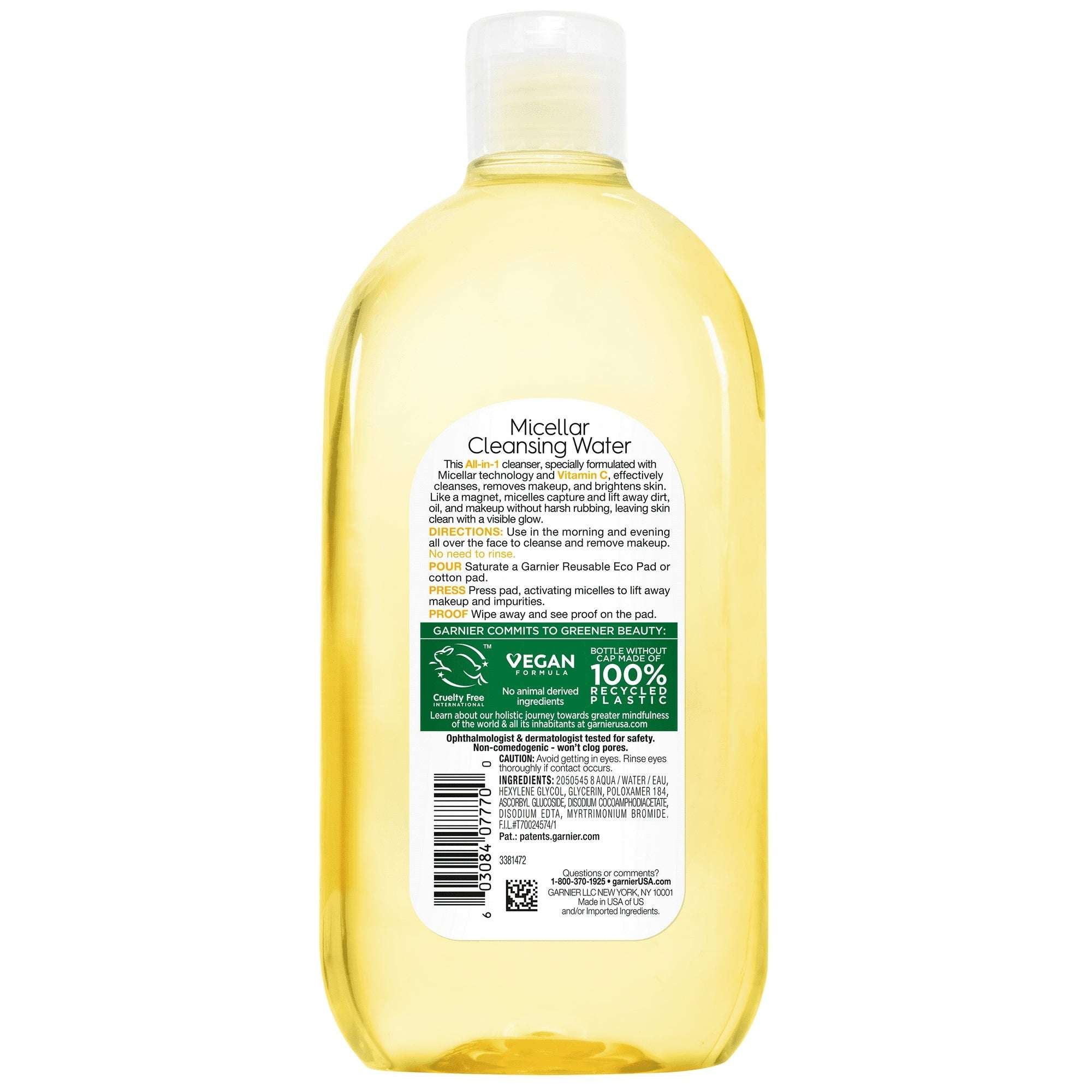 Garnier SkinActive Micellar Cleansing Water All in 1 Vitamin C Makeup Remover, Face Cleanser