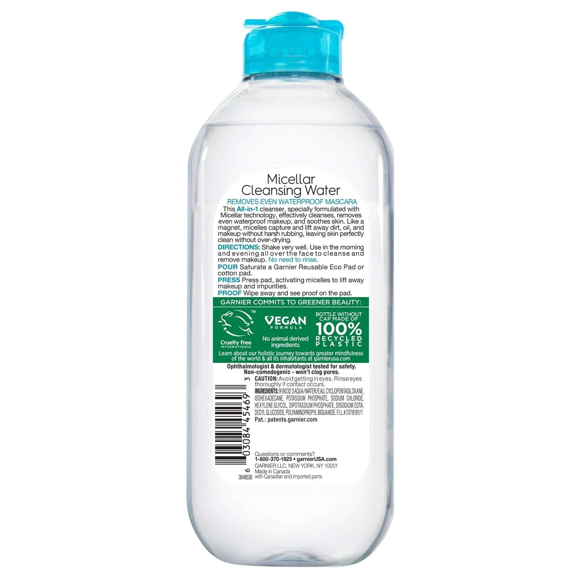 Garnier SkinActive Micellar Cleansing Water All in 1 Waterproof Makeup Remover, Face Cleanser