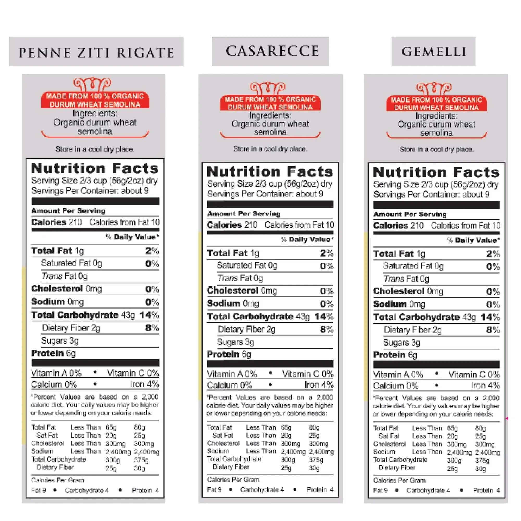 Garofalo, Organic Pasta, Variety Pack, 17.6 oz, 6-Count - USA MEGA SHOP