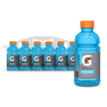 Cool Blue sports drink bottles, 12 fl oz, orange caps, single and multipack