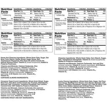 Cereal cup nutrition facts panels with ingredients and vitamins information