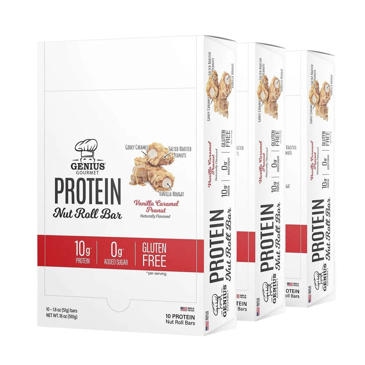 Genius Gourmet Protein Bar, Rolled Nut Bar, 30 Count - USA MEGA SHOP