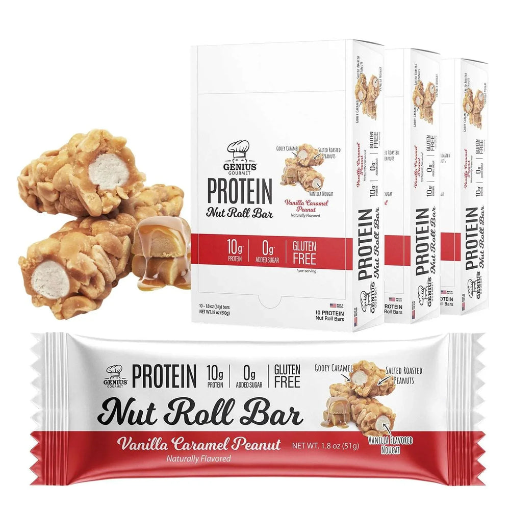Genius Gourmet Protein Bar, Rolled Nut Bar, 30 Count - USA MEGA SHOP