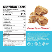 Nutrition facts for peanut butter flavored Nut Roll protein bar, 11g protein