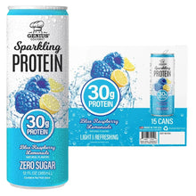 Sparkling protein drink can, blue raspberry lemonade flavor, 30g protein, zero sugar
