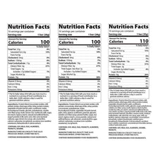 Nutrition facts label for crispy protein treat bars with calories and ingredients
