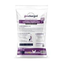 Organic multi-purpose fertilizer bag with back panel product info and barcode