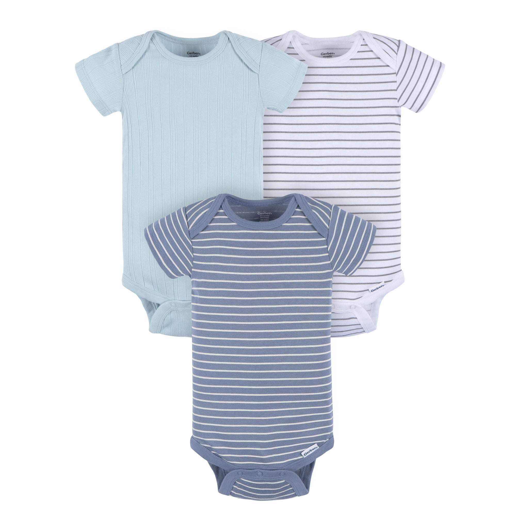 Gerber Baby Neutral Short Sleeve Onesies, 3-Pack