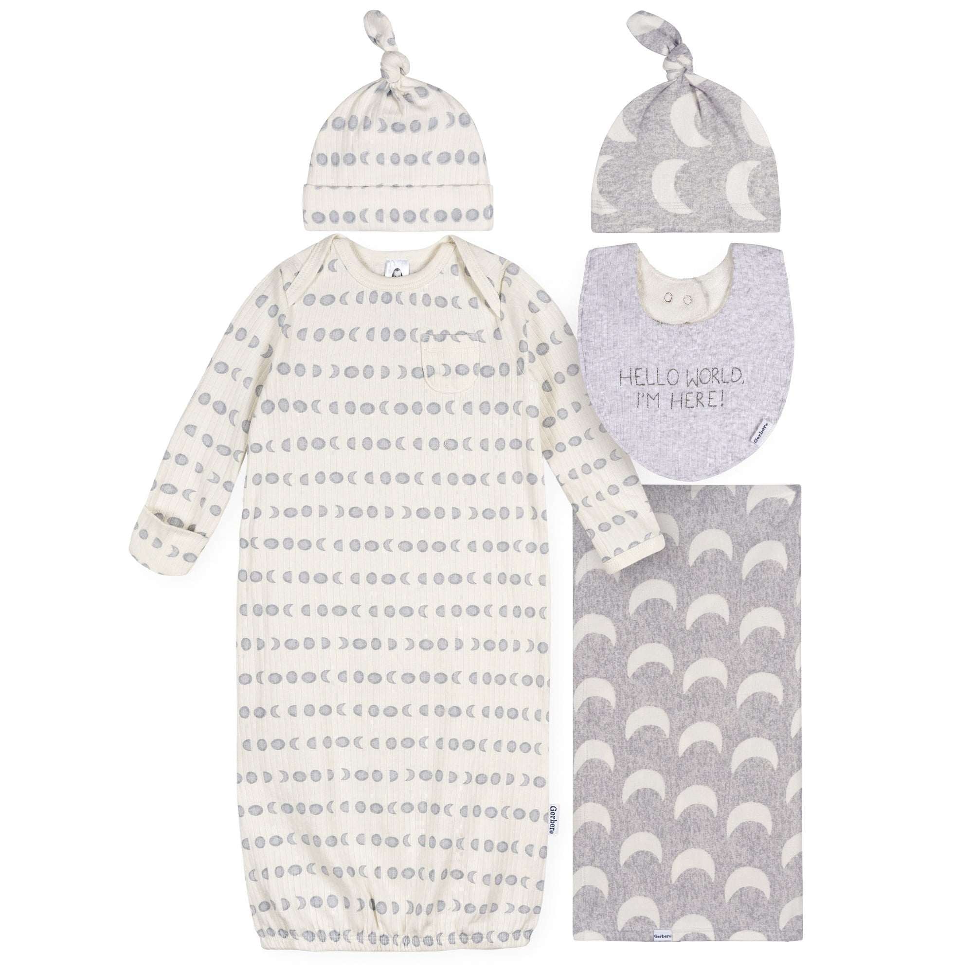 Gerber Gender Neutral 5-Piece Gift Set, Size 0-6 Months