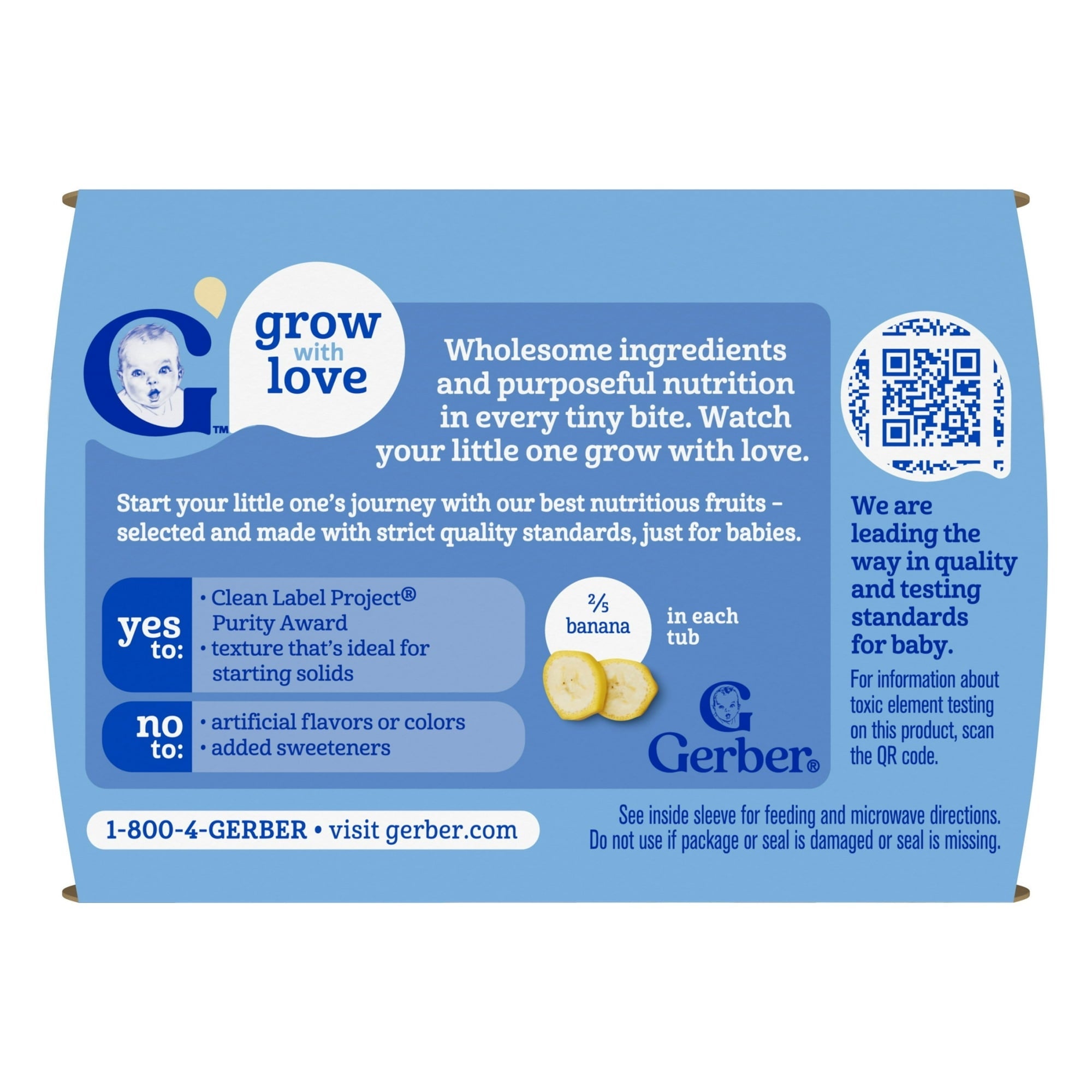 Gerber 1st Foods Baby Food, Banana Puree, Clean Label Project, 2 oz Tubs (2 Pack)