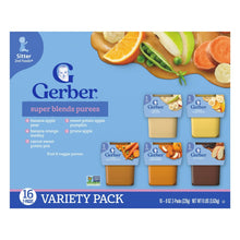 Gerber super blends purees variety pack with 16 tubs, 4 oz each