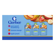 Gerber Organic fruit and veggie baby food pouch variety pack, 9 count, front label