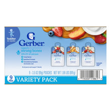 Gerber toddler fruit & yogurt variety pack, 9 pouches, 3.5 oz box front