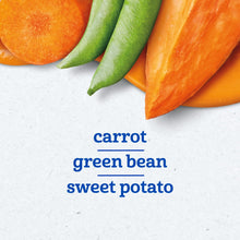 Baby food puree variety flavors: carrot, green bean, sweet potato
