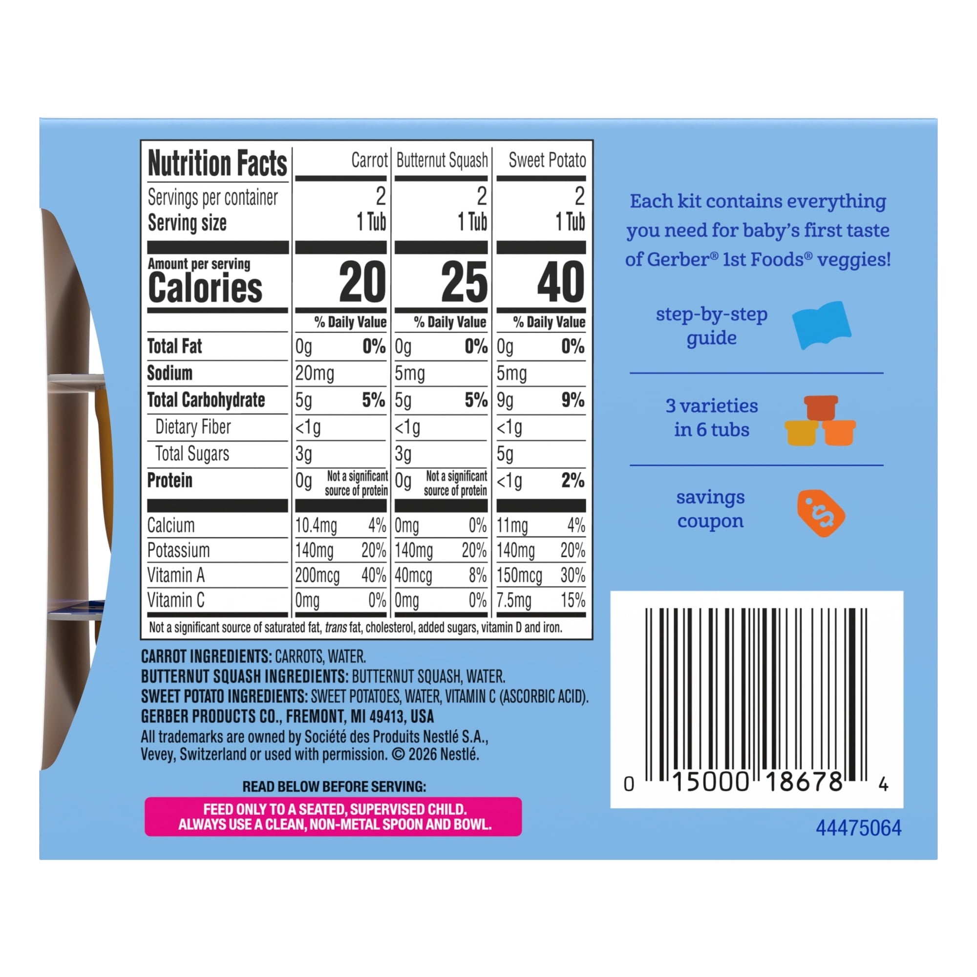 Gerber My 1st Veggies Starter Kit, Baby Food Puree, 2 oz Tubs, Variety (6 Pack)