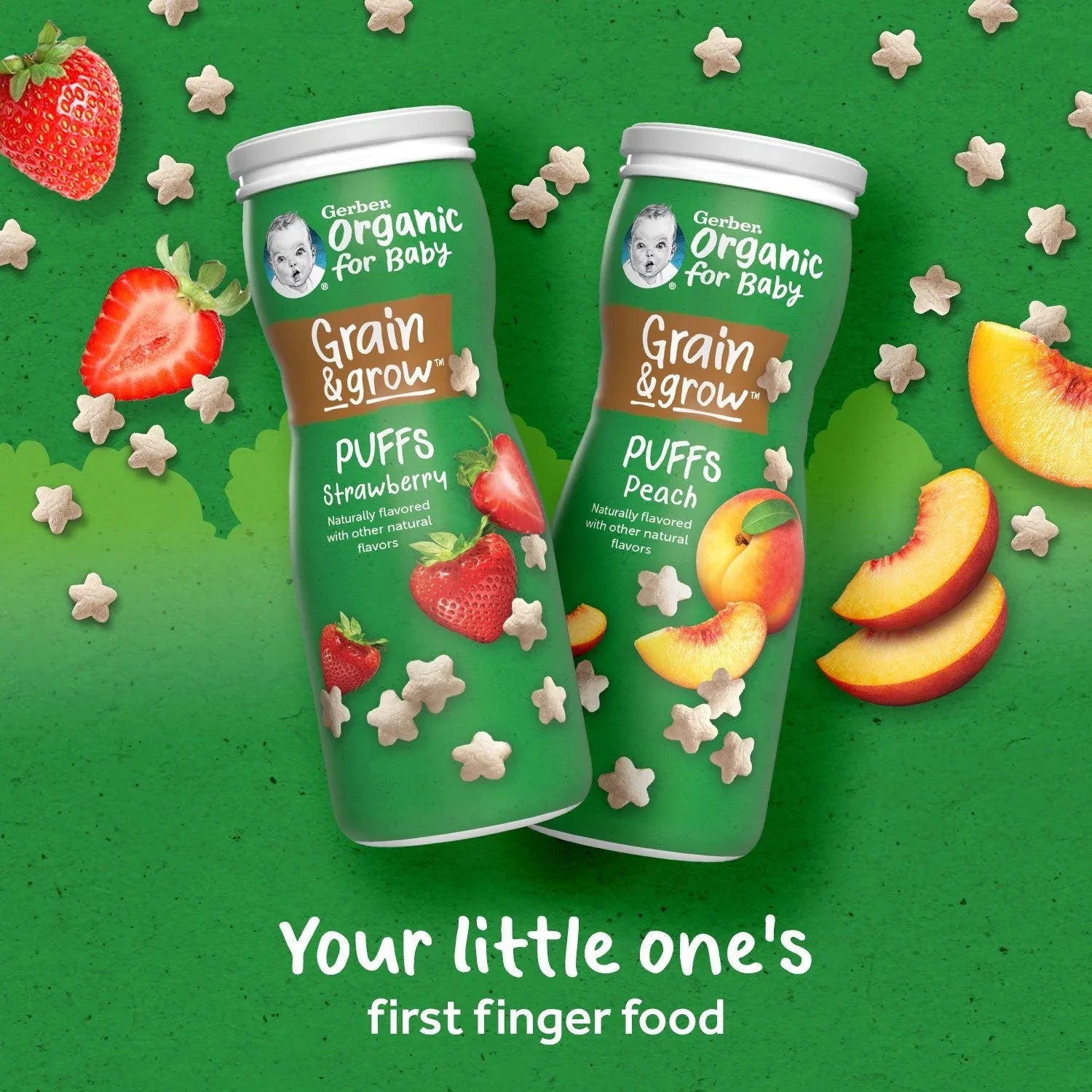 Gerber Organic Grain & Grow Cereal Puffs Variety Pack, Peach and Strawberry, 1.48 oz., 6 pk. - USA MEGA SHOP