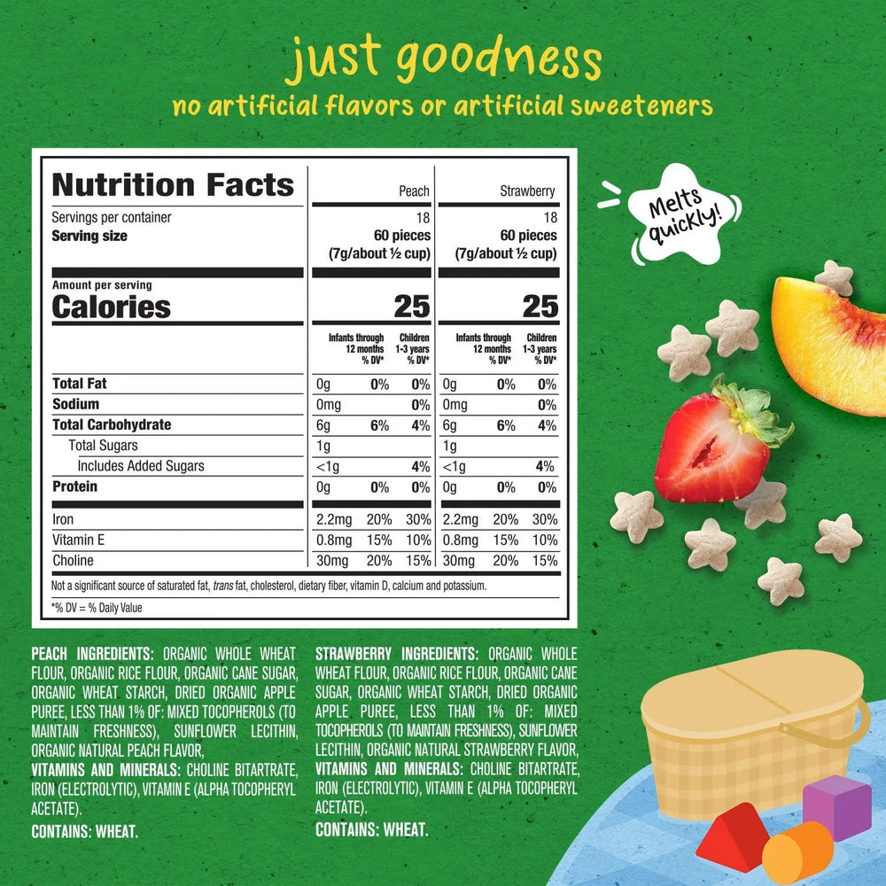 Gerber Organic Grain & Grow Cereal Puffs Variety Pack, Peach and Strawberry, 1.48 oz., 6 pk. - USA MEGA SHOP