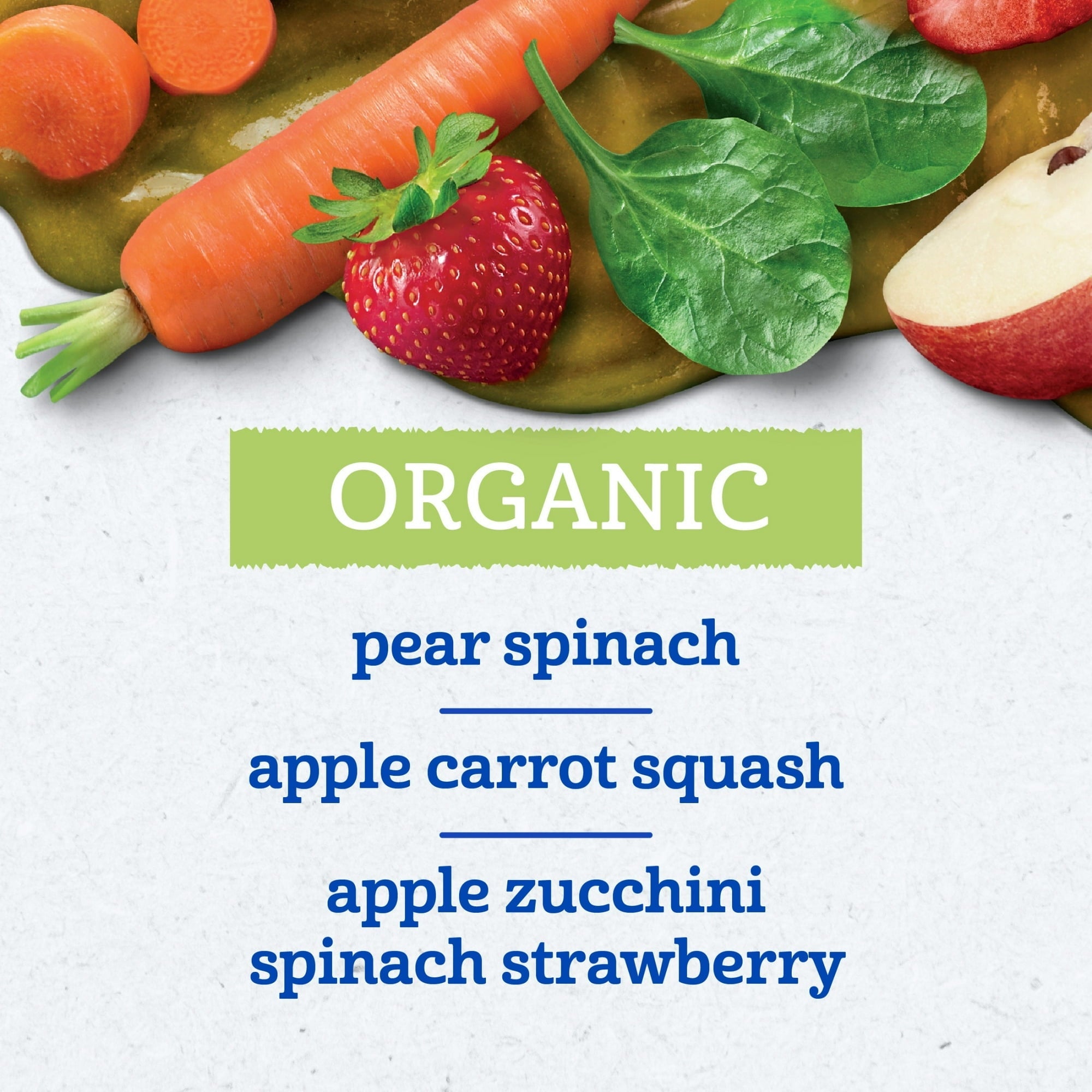 Gerber Organic Stage 2 Baby Food Puree, Variety Pack, Fruit & Veggies, 3.5 oz Pouches (9 Pack)