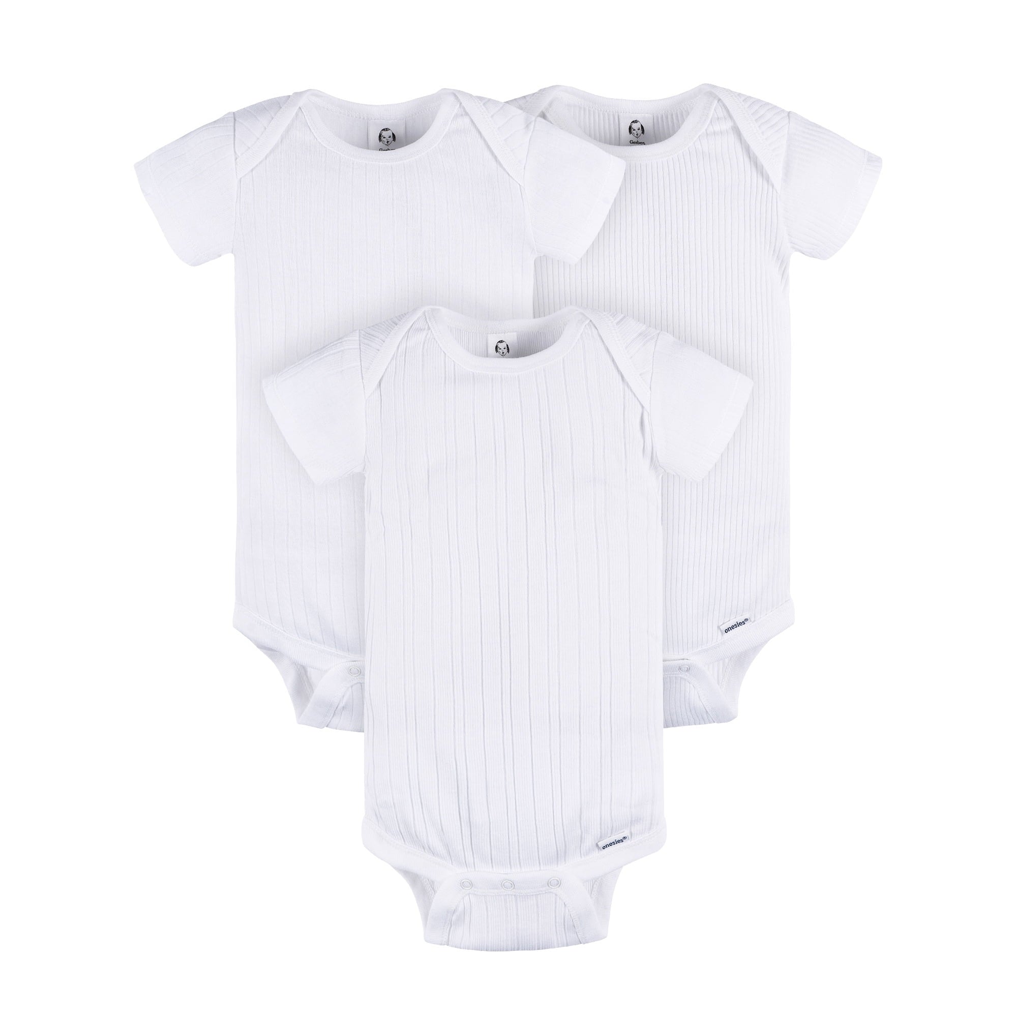 Gerber Baby Neutral Short Sleeve Onesies, 3-Pack