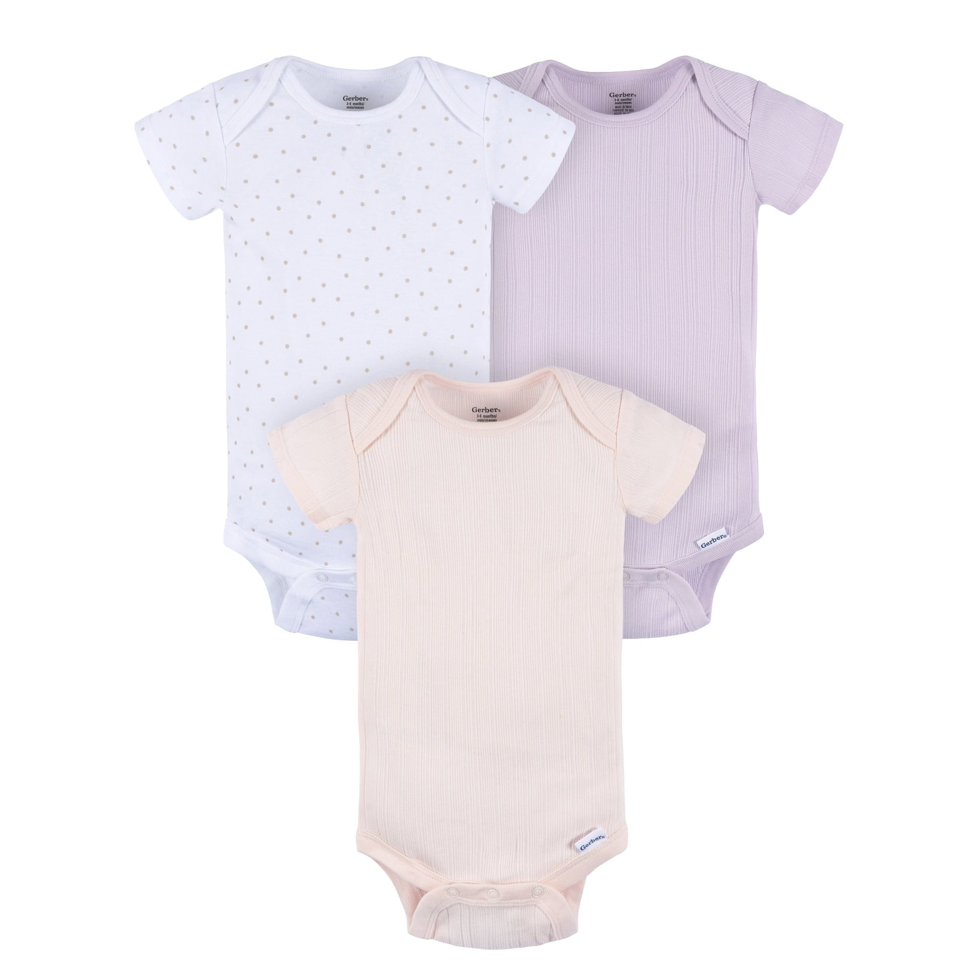 Gerber Baby Neutral Short Sleeve Onesies, 3-Pack