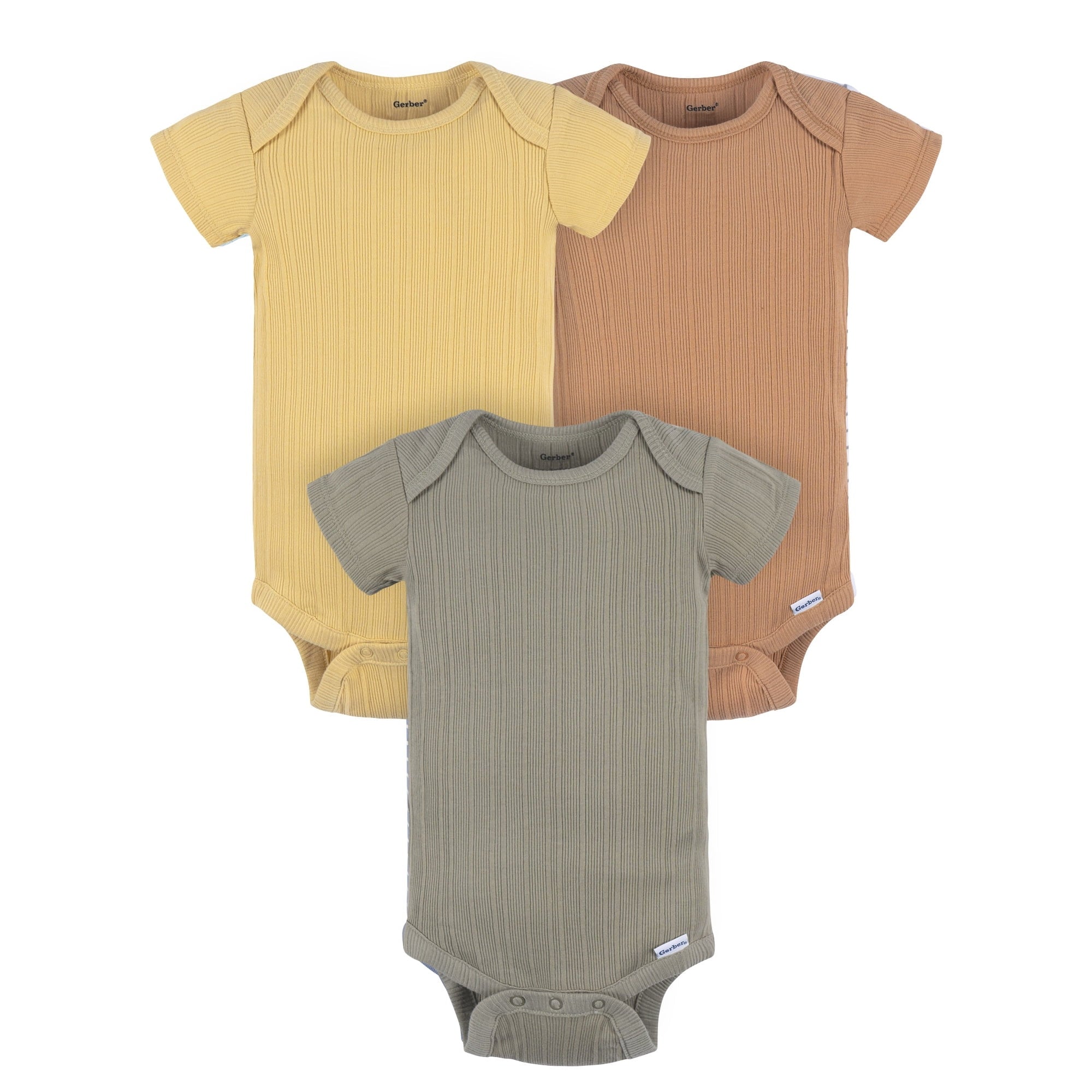 Gerber Baby Neutral Short Sleeve Onesies, 3-Pack