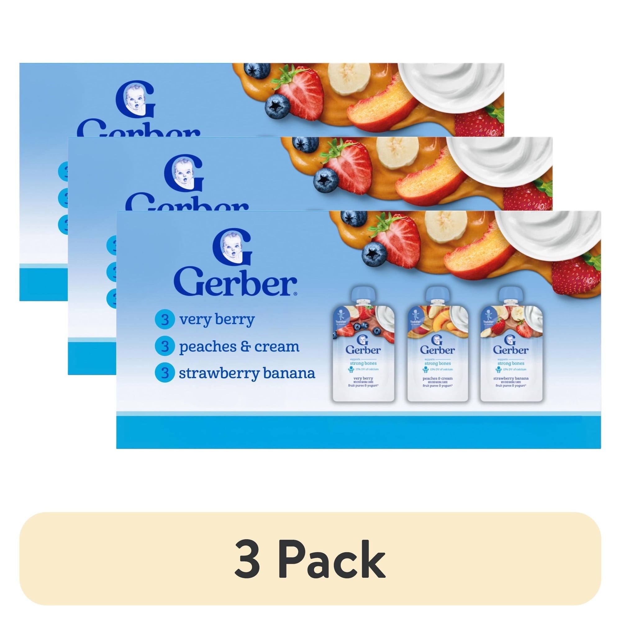 Gerber Fruit & Yogurt, Toddler Food Variety Pack, 3.5 oz Pouches (9 Pack)