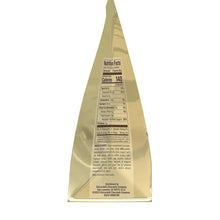 Assorted chocolate squares bag back with nutrition facts and ingredient text panel.