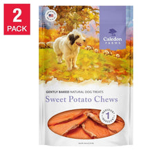 Caledon Farms sweet potato dog chew pouch with dog and orange chews graphic