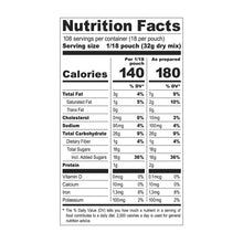 Nutrition Facts panel on brownie mix box showing calories 140 and 180