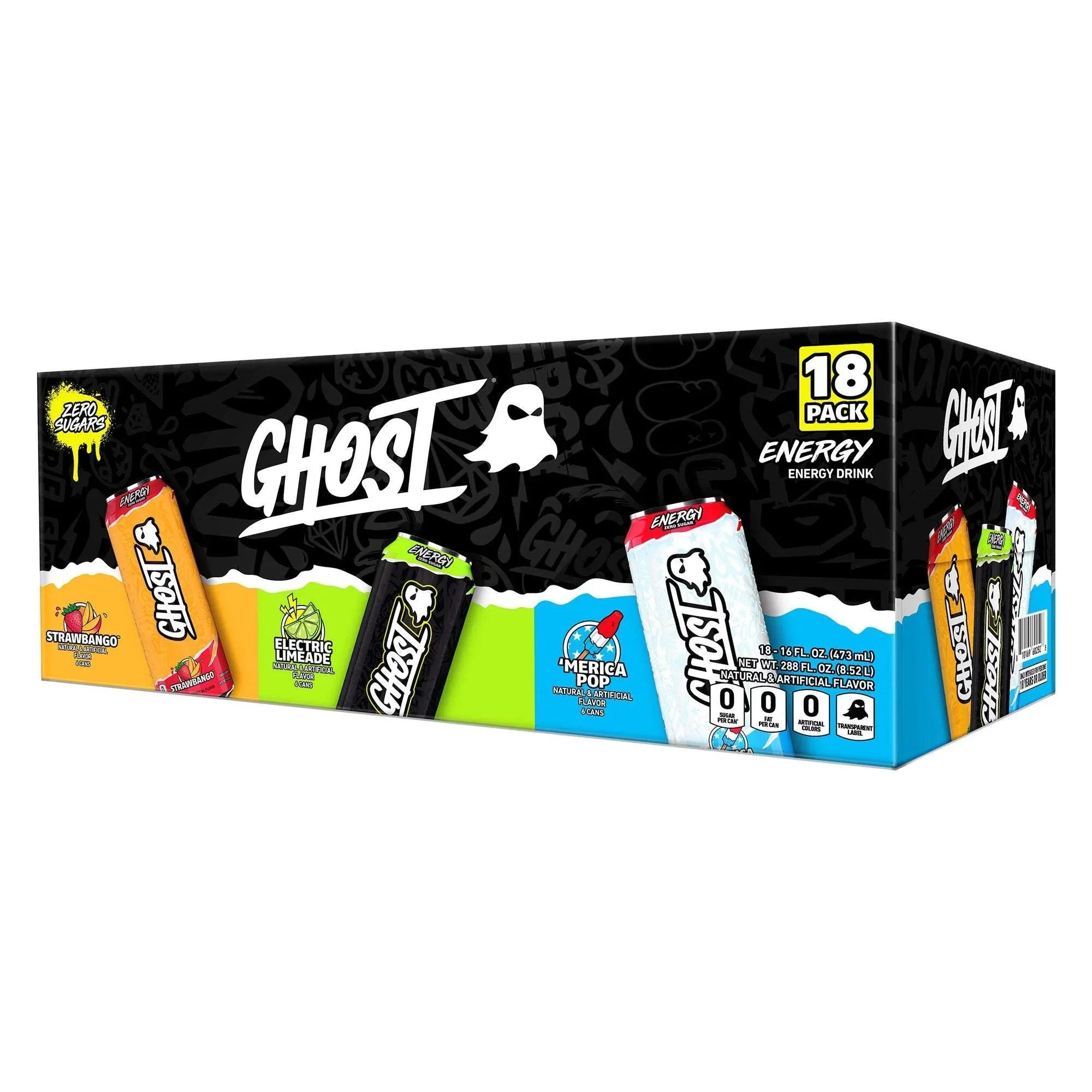 Ghost Energy Drink, Variety Pack, 16 fl oz, 18-count - USA MEGA SHOP