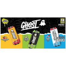 Energy drink variety pack 18-count box with strawbango, electric limeade, and merica pop cans