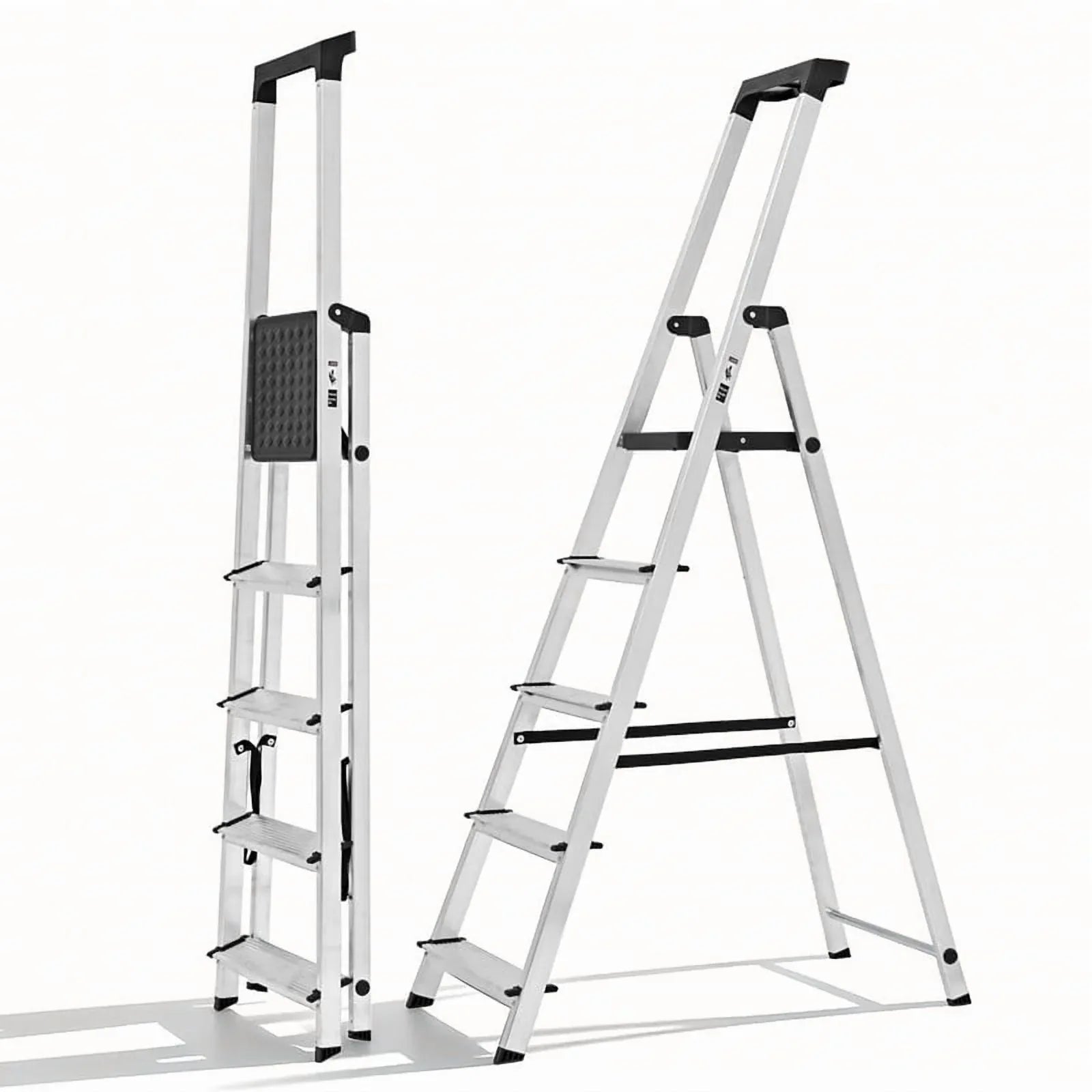 Gianna Foldable Step Stool with Non-Slip Platform & Rubber Feet, 1-Step Ladder with Carrying Handle, 330lbs Capacity Sturdy Metal Foldable Stool for Indoor & Outdoor Use，Black