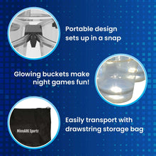 Plastic yard pong bucket set with drawstring storage bag for easy transport