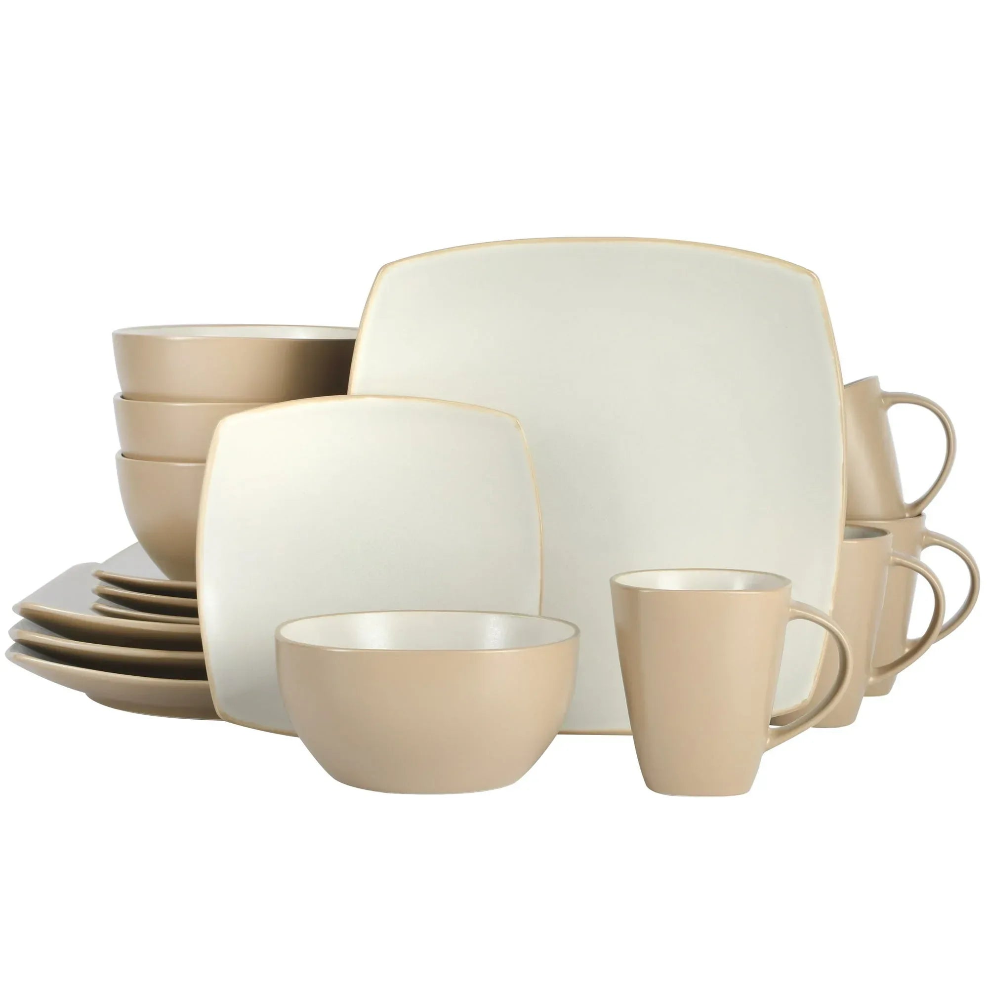 Gibson Soho Lounge Square 16-Piece Dinnerware Set - Black