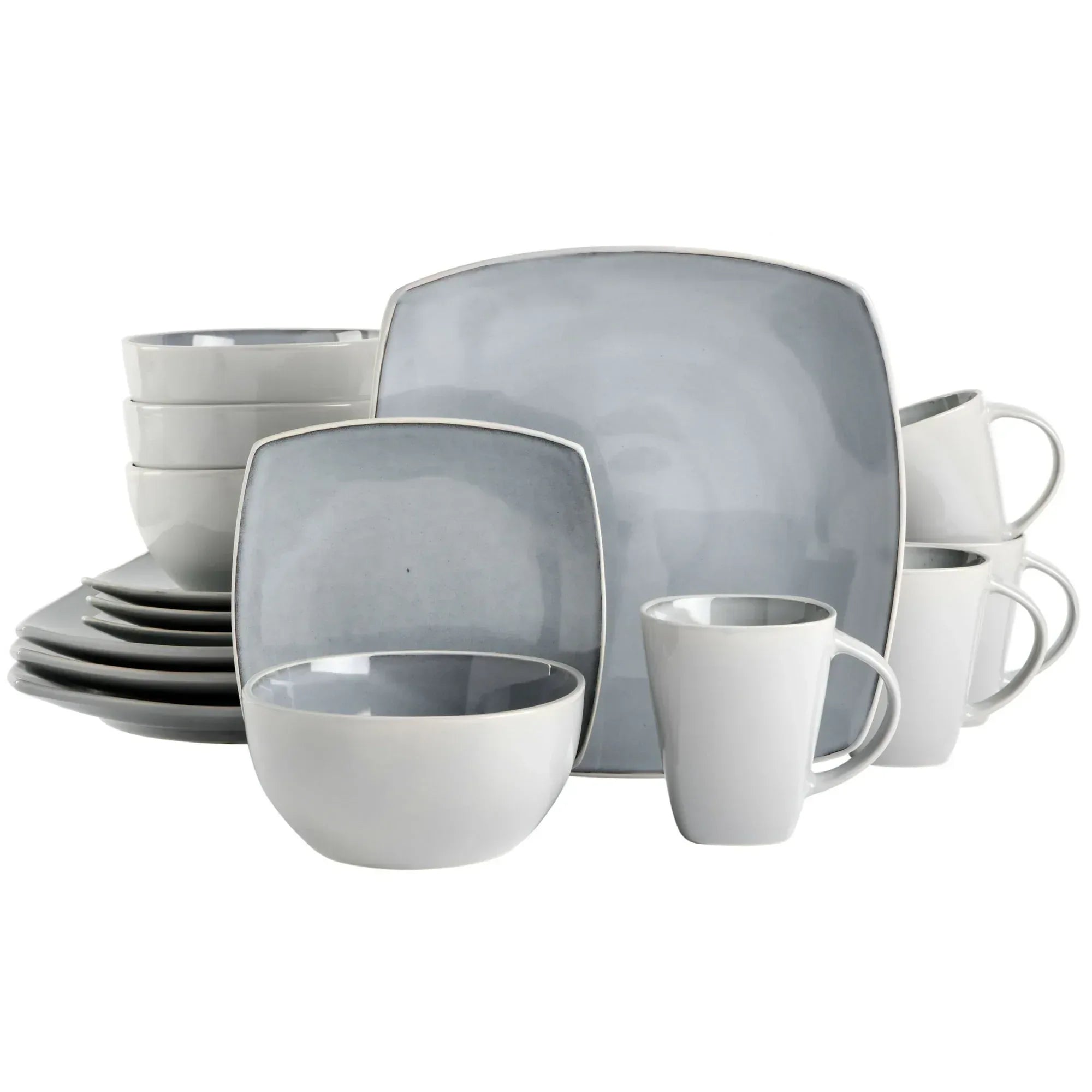 Gibson Soho Lounge Square 16-Piece Dinnerware Set - Black