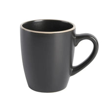 Black ceramic mug with curved handle