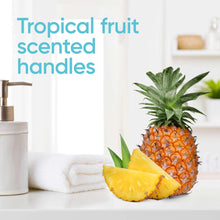 Razor handles with tropical fruit scent theme, pineapple and fruit imagery