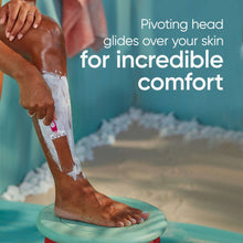 Pivoting razor head on disposable women's handle