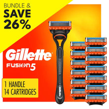 Gillette Fusion5 manual razor handle with multiple cartridge refills