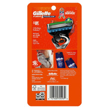 Back of Gillette Fusion5 ProGlide razor package with handle and cartridge illustrations