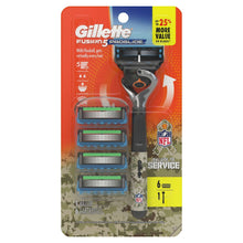 Retail package of men’s Gillette Fusion5 ProGlide razor handle with 6 cartridges