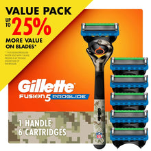 Men’s shaving razor handle with blue blade cartridges, bundle pack with 6 refills
