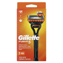 Men's Fusion5 manual razor handle with 2 blade refills, black retail package