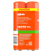 Gillette Fusion shave gel value pack back of two orange cans with label details